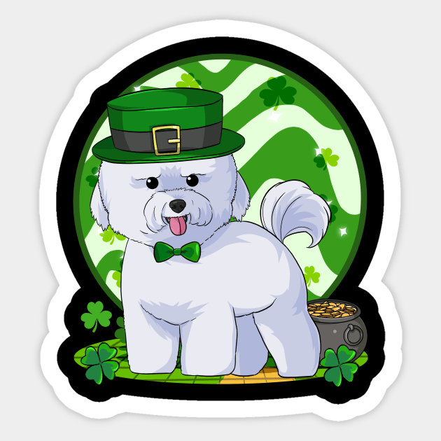 Bichon Frise Dog St Patricks Day Leprechaun Sticker by Noseking